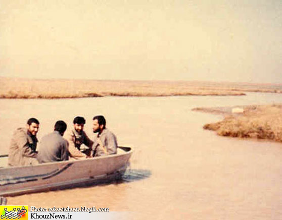 سردار شهید حاج علی هاشمی و سرداران محسن رضایی و علی شمخانی و عباس هواشمی در قرارگاه سری نصرت