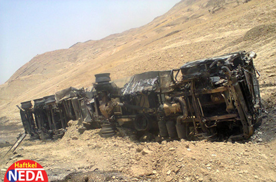 واژگونی تانكر حامل سوخت در محور هفتکل ـ باغملك