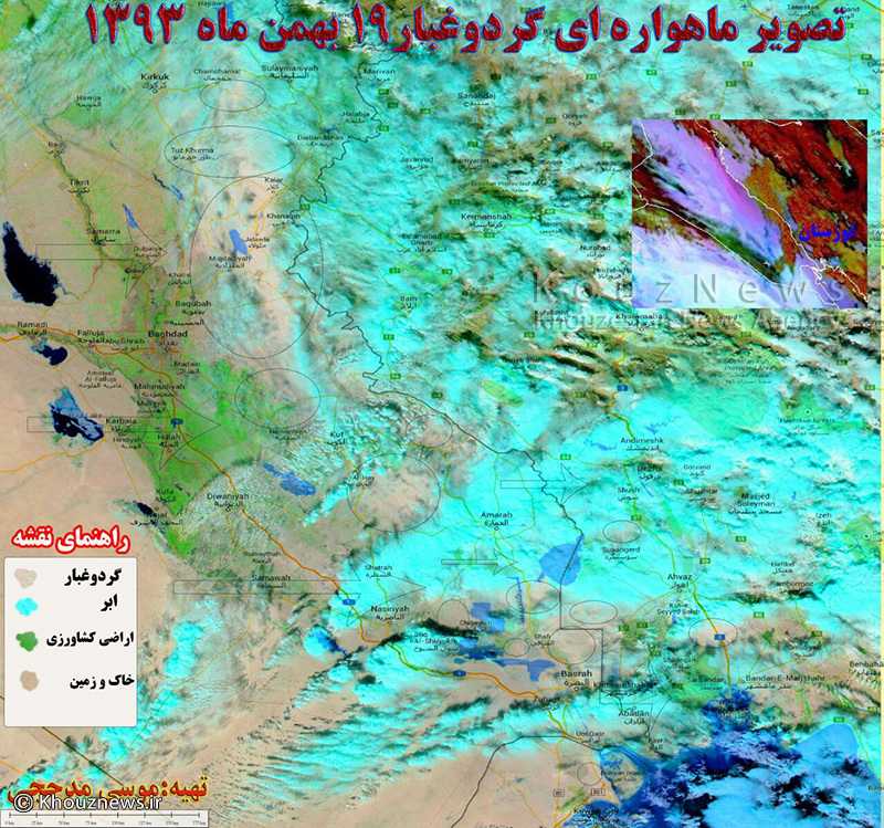 عکس ماهواره ای گرد و غبار 19 بهمن