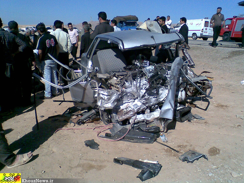 تصادف مرگبار در جاده مسجدسلیمان- اهواز/ ۸ کشته در تصادف خودرو پراید با پژو / عکس