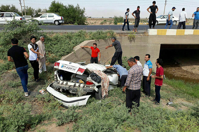 مرگ راننده در سقوط خودرو در جاده شوش - اندیمشک/عکس