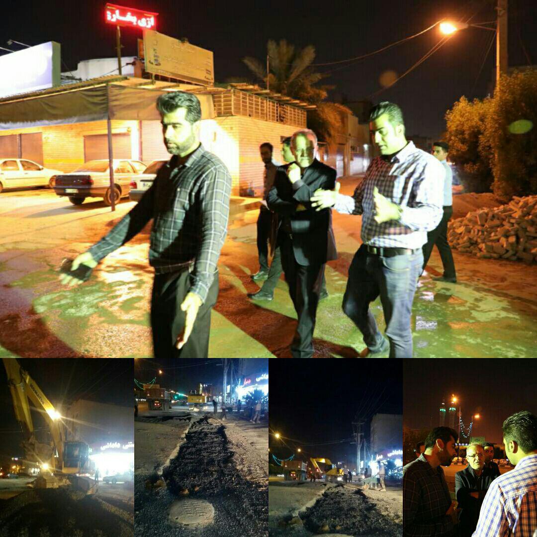 تصویر/ بازدید شبانه  مدیرعامل شرکت آب و فاضلاب اهواز از پروژه های اجرایی مرکز شهر