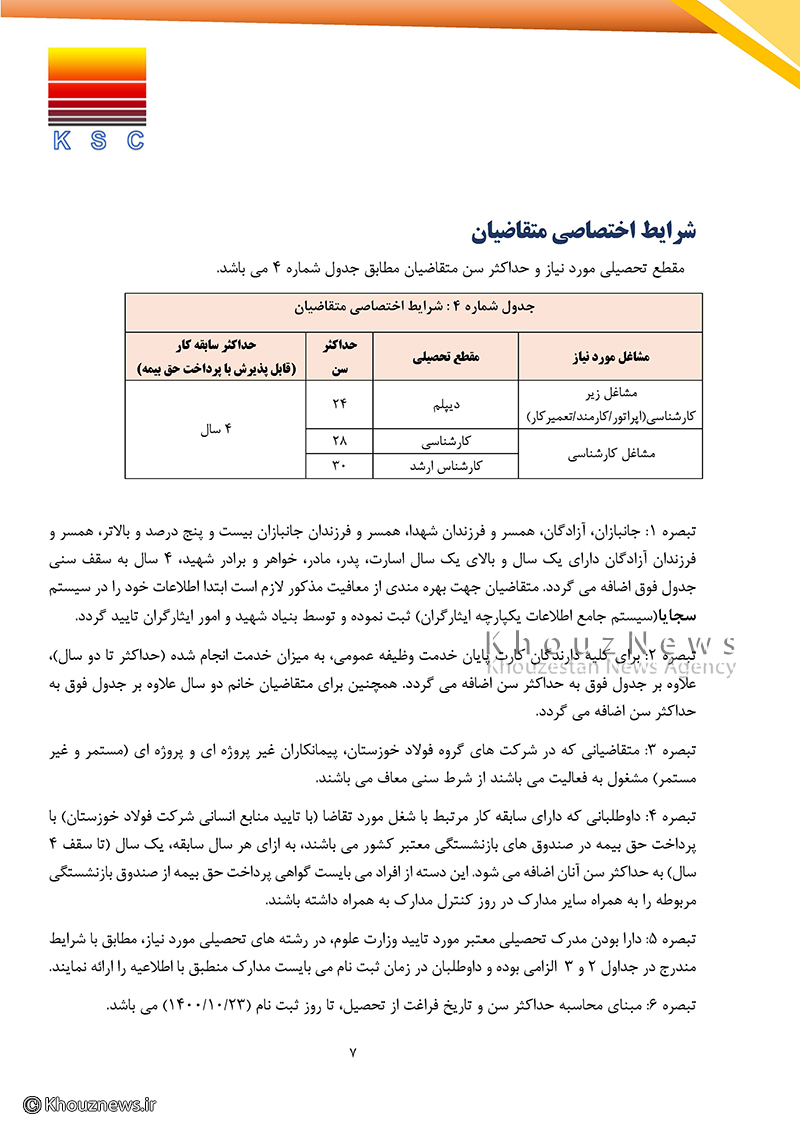 اطلاعیه مهم ازمون استخدامی و دفترچه راهنمای آزمون استخدامی شرکت فولاد خوزستان
