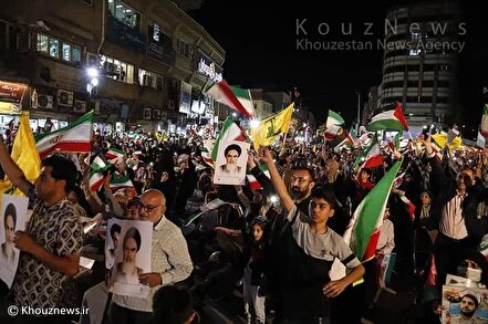 تجمع مردم اهواز در حمایت از حمله موشکی و پهپادی به اسرائیل