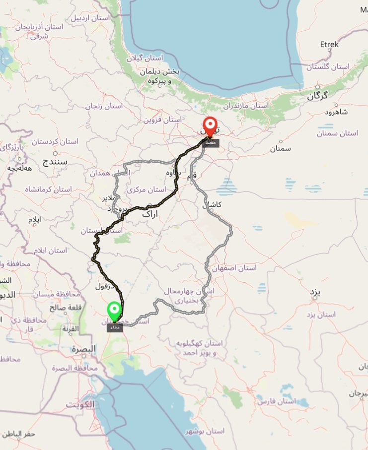 فاصله تهران تا اهواز با قطار چقدر است؟