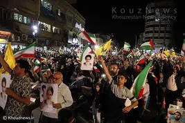 تجمع مردم اهواز در حمایت از حمله موشکی و پهپادی به اسرائیل