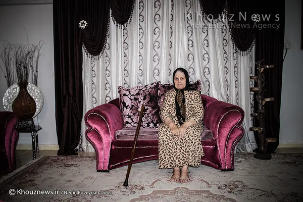 فاطمه صفاپور ، 80 ساله ، خانه دار ،  بله، مایلم در اهواز بمانم چون همه اقوامم در اهواز هستند.