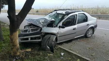 چهار مصدوم بر اثر برخورد خودرو با درخت در شوش / عکس