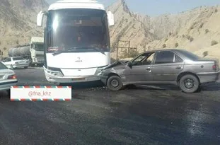 وقوع چند تصادف در پی واژگونی تانکر حمل اسید در محور ایذه-دهدز و لغزندگی جاده